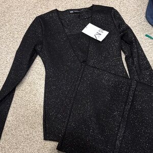 Zara Shimmering Black Long Sleeve dress